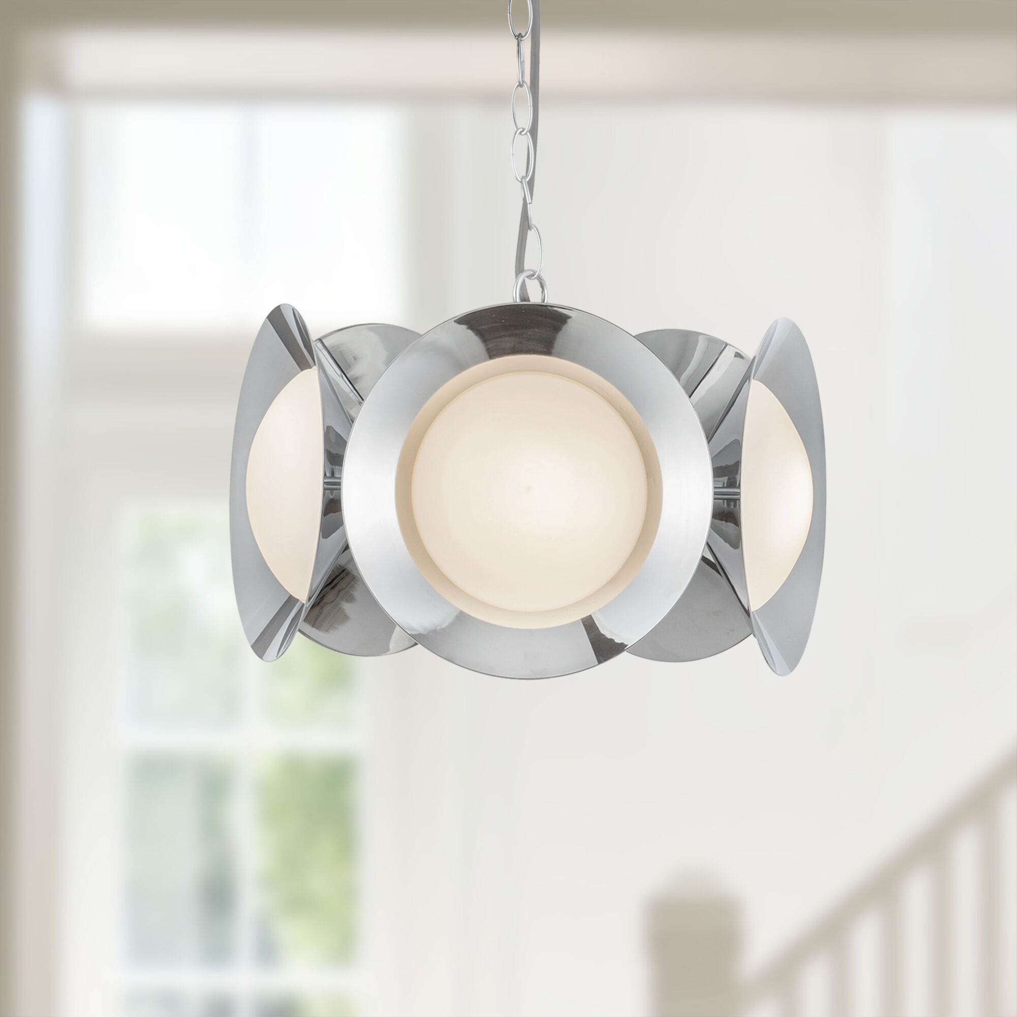 Cleo LED 16 inch Chrome/Opal Glass Chandelier Ceiling Light