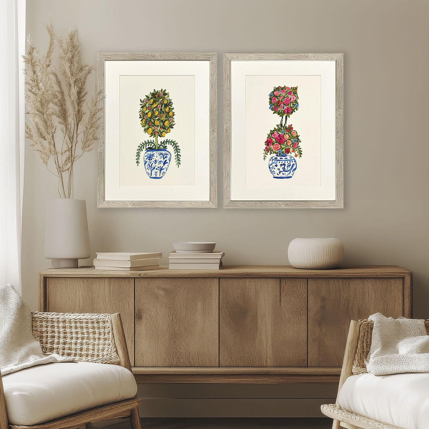 Imaginary Topiary Blue and Green and Pink and Yellow Framed Art, Propac