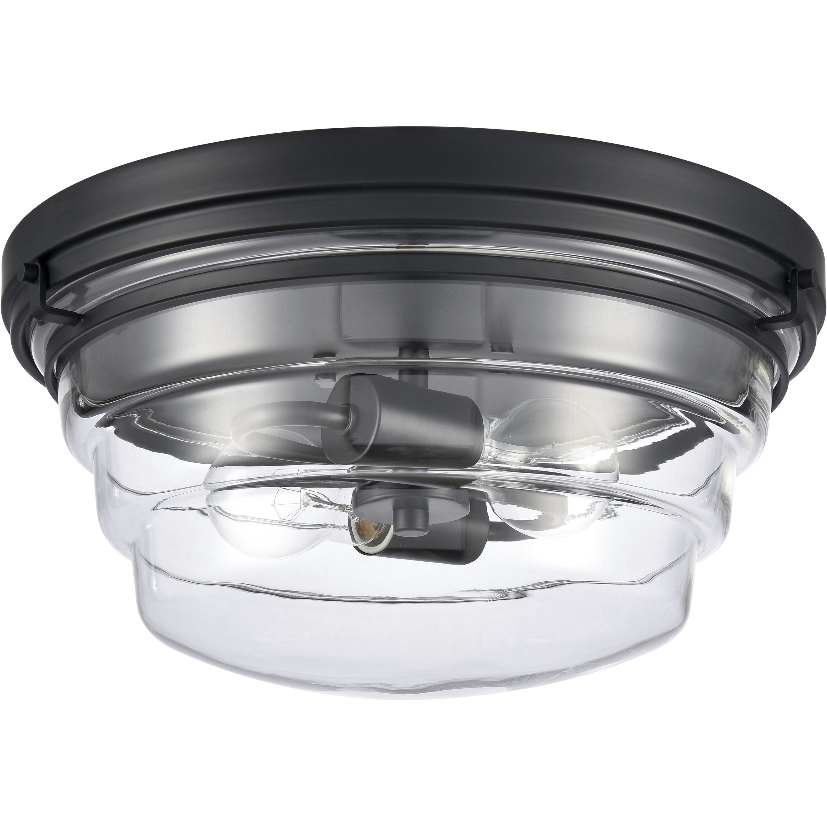 Boyer 2 Light 14 inch Matte Black Flush Mount Ceiling Light