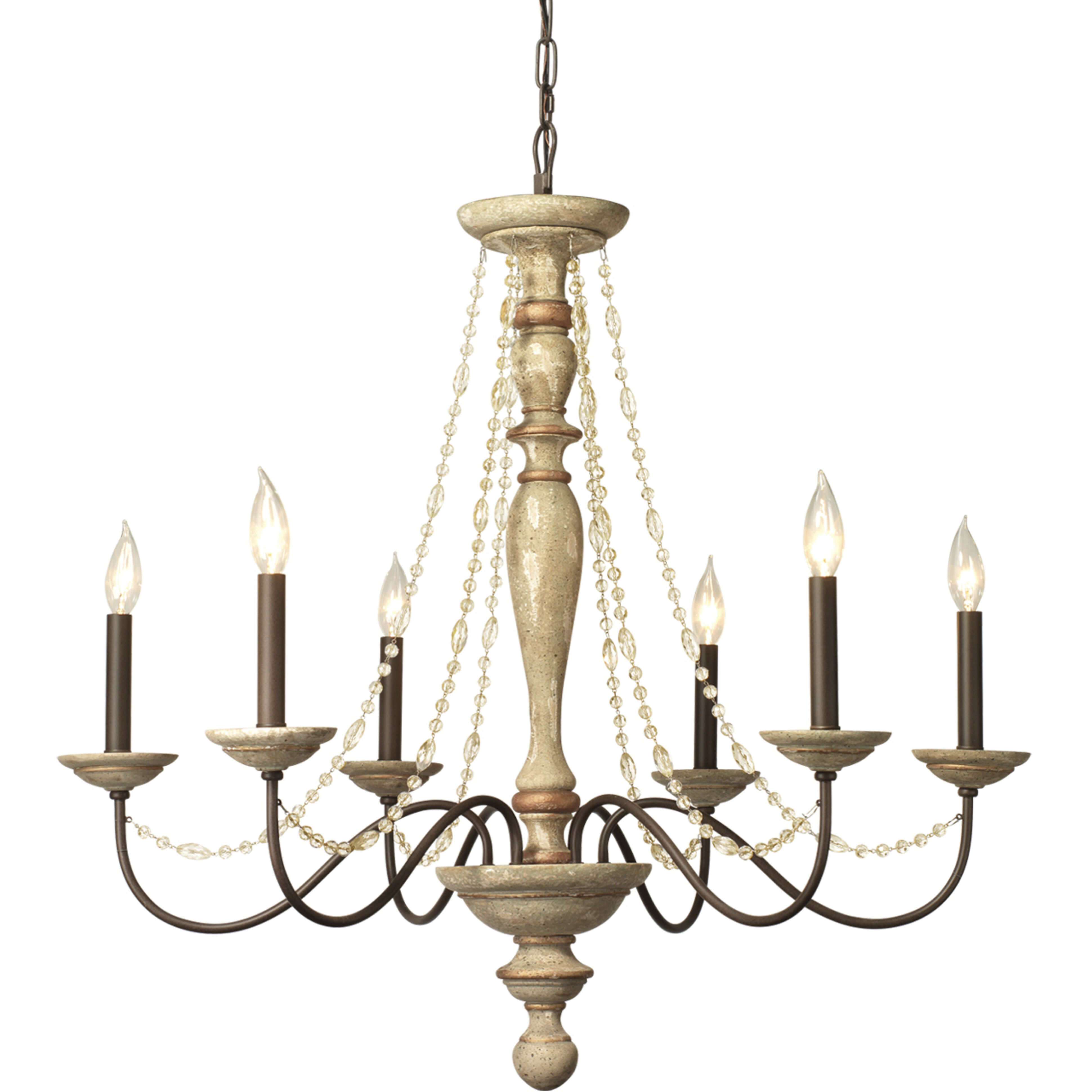 Maybel 6 Light 34 inch White Finish Chandelier Ceiling Light