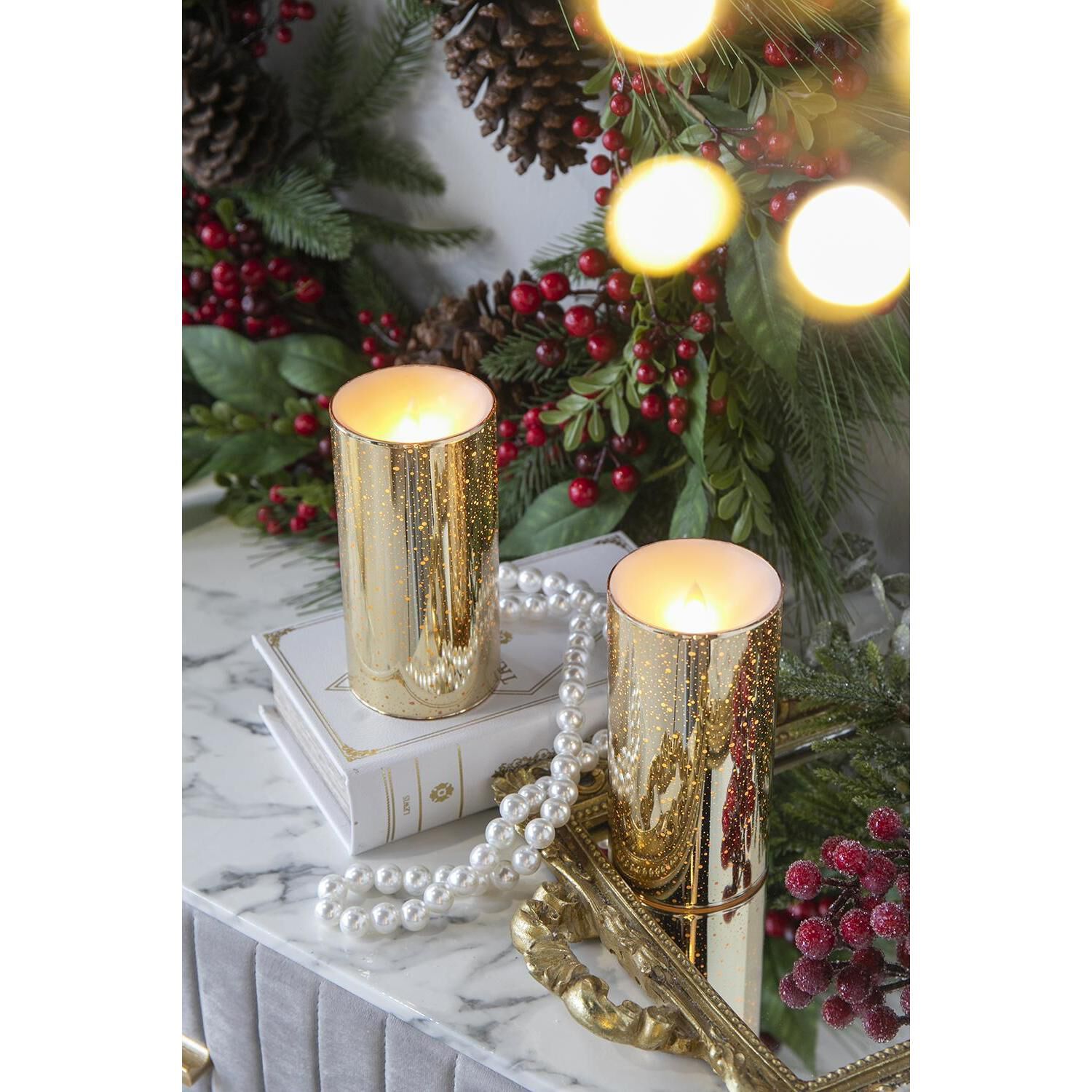 Speckled 6 X 3 inch LED Candle