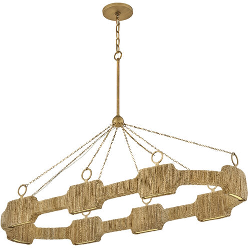 Raffi LED 52 inch Burnished Gold Chandelier Ceiling Light, Linear & Oval