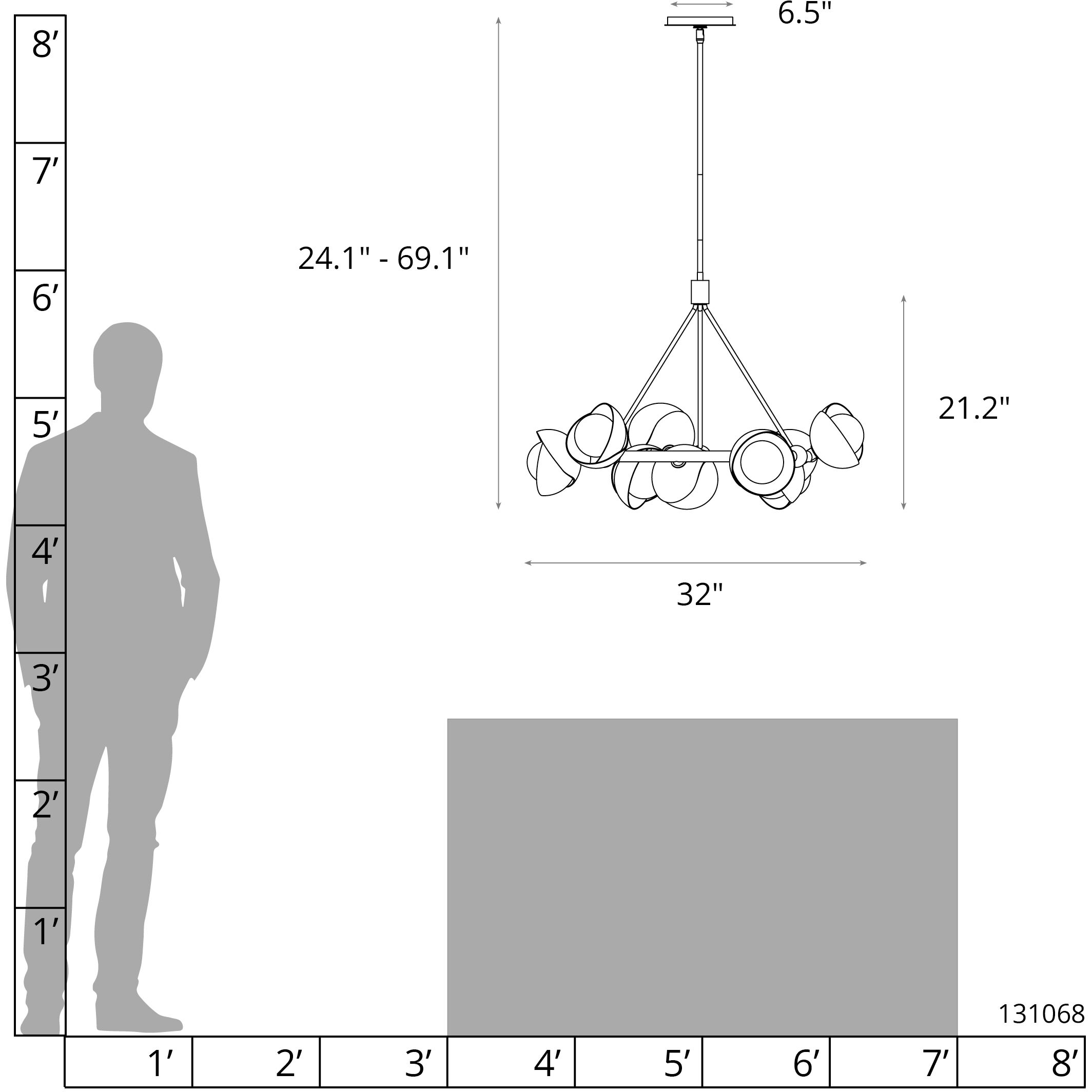 Brooklyn 9 Light 32 inch Ink and Ink Ring Pendant Ceiling Light