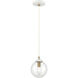Boudreaux 1 Light 6 inch Matte White with Satin Brass Mini Pendant Ceiling Light
