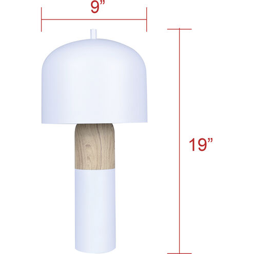 Caleb 19 inch 60.00 watt Matte White & Wood Table Lamp Portable Light