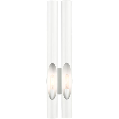 Acra 2 Light 5 inch Shiny White ADA ADA Double Sconce Wall Light