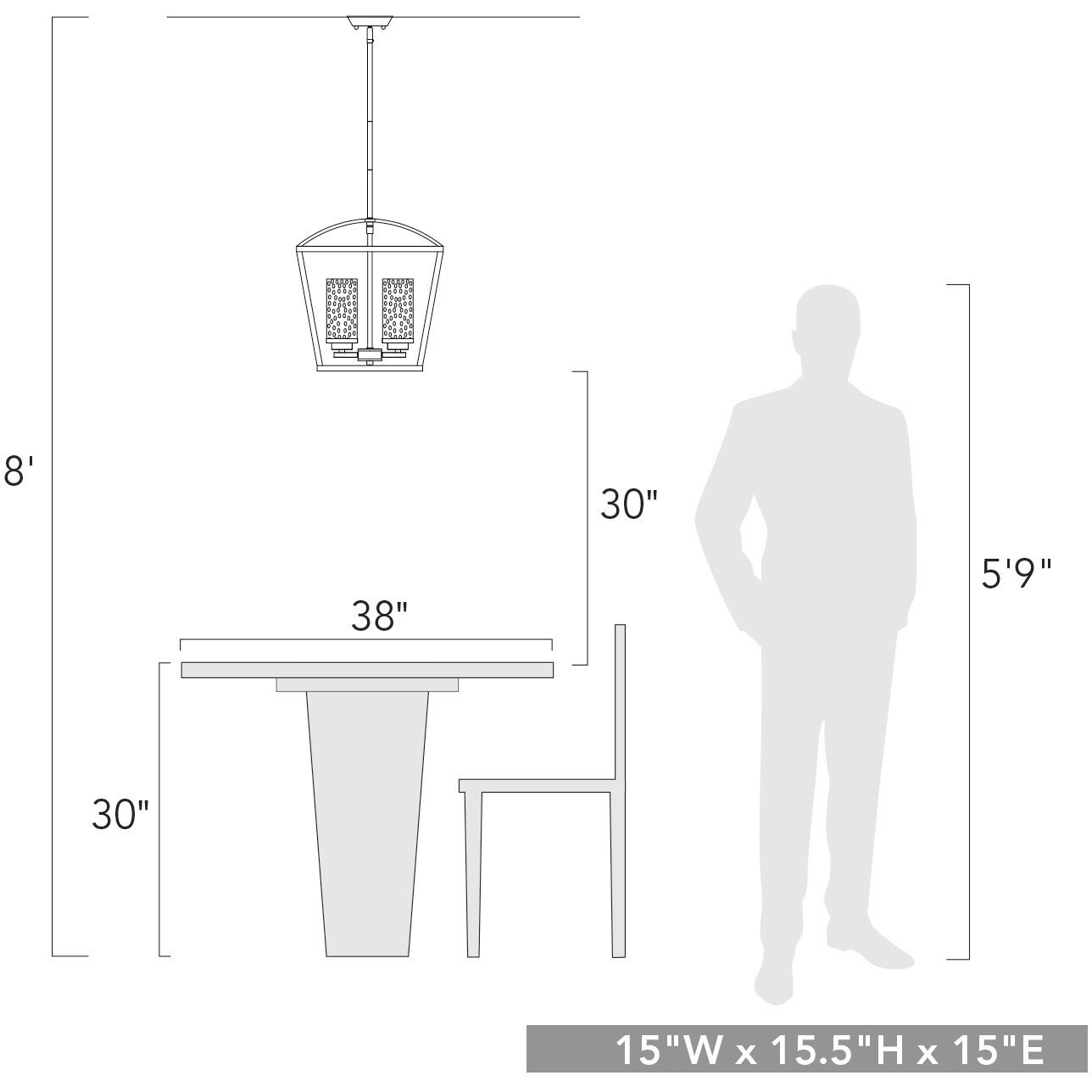 Mercer Pendant Ceiling Light in Matte Black/Chrome