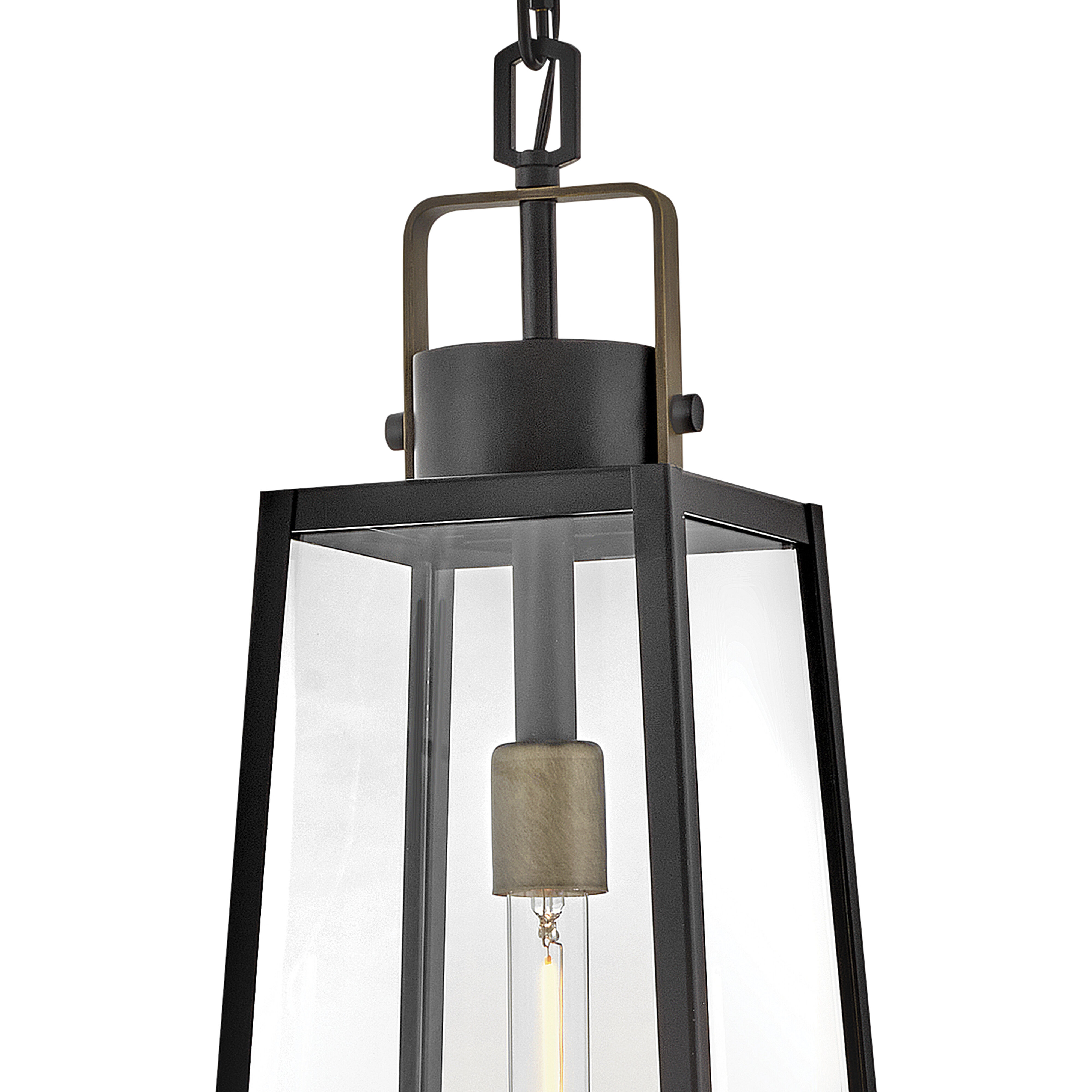 Hugh 1 Light 8.5 inch Black with Burnished Bronze Outdoor Hanging