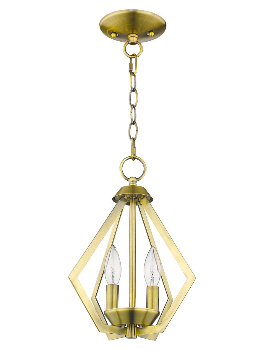Prism 2 Light 11.25 inch Antique Brass Convertible Mini Chandelier/Ceiling Mount Ceiling Light
