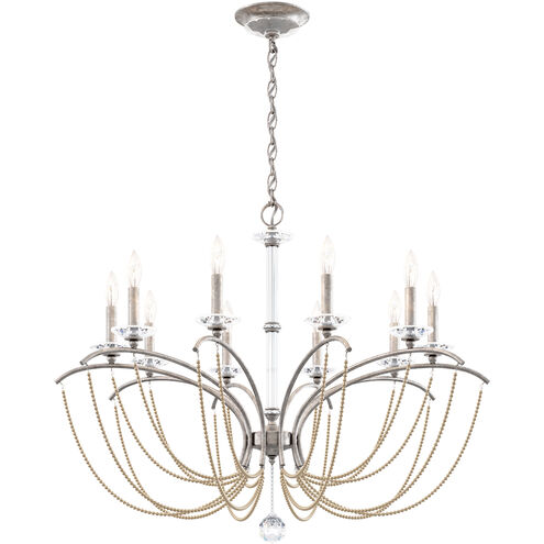 Priscilla 10 Light Antique Silver Chandelier Ceiling Light in Bronze Pearl, Adjustable Height