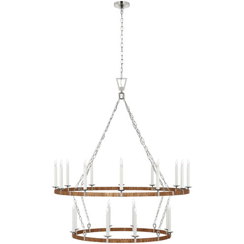 Chapman & Myers Darlana Wrapped LED 52.25 inch Polished Nickel and Natural Rattan Two Tier Chandelier Ceiling Light, Extra Large