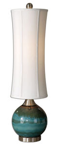 Breechwood 33 inch 100 watt Glossy Blue Ceramic Table Lamp Portable Light