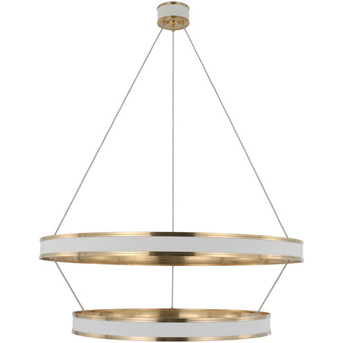 Chapman & Myers Connery LED 40.5 inch Matte White and Antique-Burnished Brass Two-Tier Ring Chandelier Ceiling Light