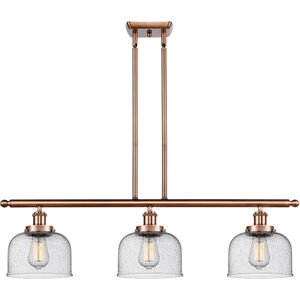 Ballston Large Bell LED 36 inch Antique Copper Island Light Ceiling Light in Seedy Glass