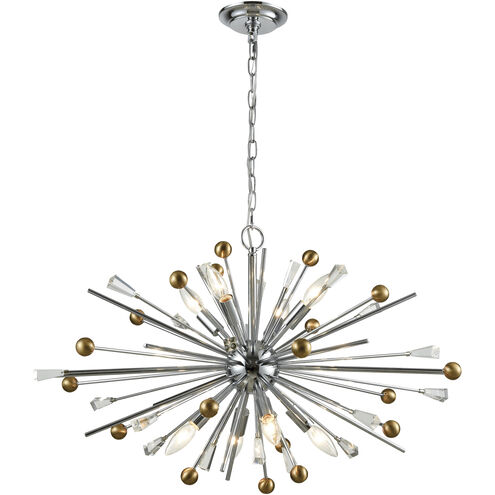 Williston 8 Light 32 inch Polished Chrome with Satin Brass Chandelier Ceiling Light