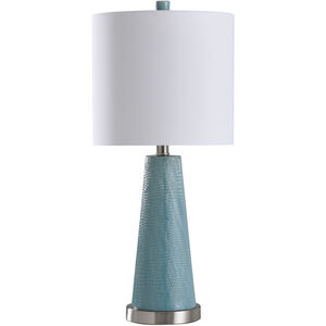 Signature 25 inch 100 watt Teal and Brushed Steel Table Lamp Portable Light