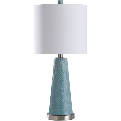 Signature 24.5 inch 100 watt Teal and Brushed Steel Table Lamp Portable Light