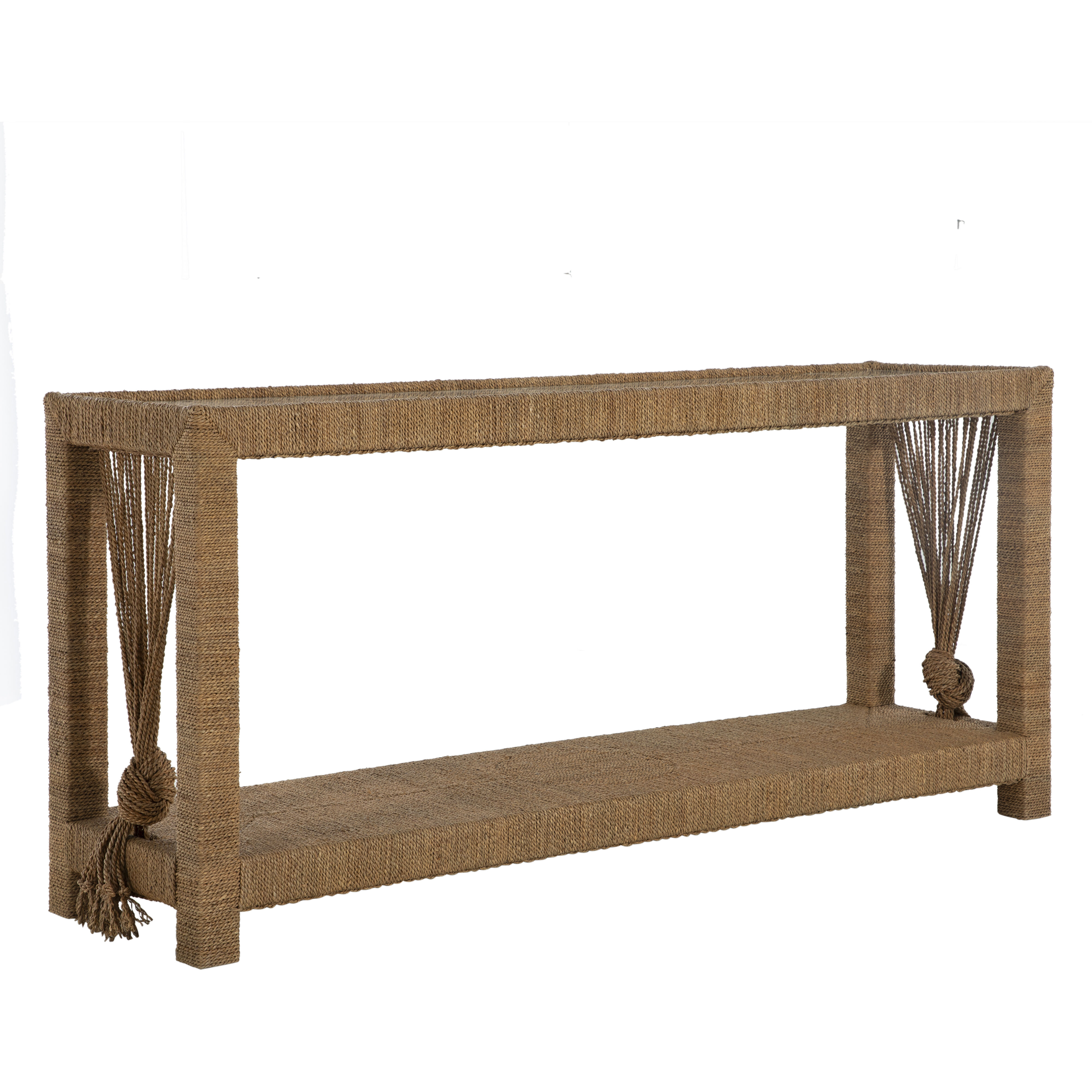 Hutch 70 X 18 inch Natural Seagrass / Tempered Glass Console Table