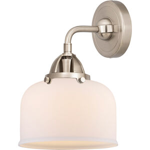 Nouveau 2 Large Bell 1 Light 8 inch Brushed Satin Nickel Sconce Wall Light in Matte White Glass