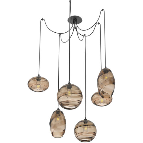 Misto 6 Light 15.5 inch Matte Black Swag Multi-Pendant Ceiling Light in Bronze Optic