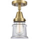 Franklin Restoration Small Canton LED 6 inch Brushed Brass Flush Mount Ceiling Light in Clear Glass