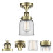 Bell 1 Light 5 inch Antique Brass Semi-Flush Mount Ceiling Light in Clear Glass