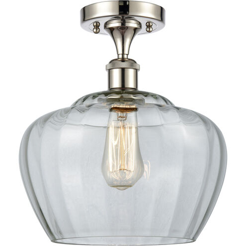 Ballston Large Fenton 1 Light 11 inch Polished Nickel Semi-Flush Mount Ceiling Light in Clear Glass, Ballston