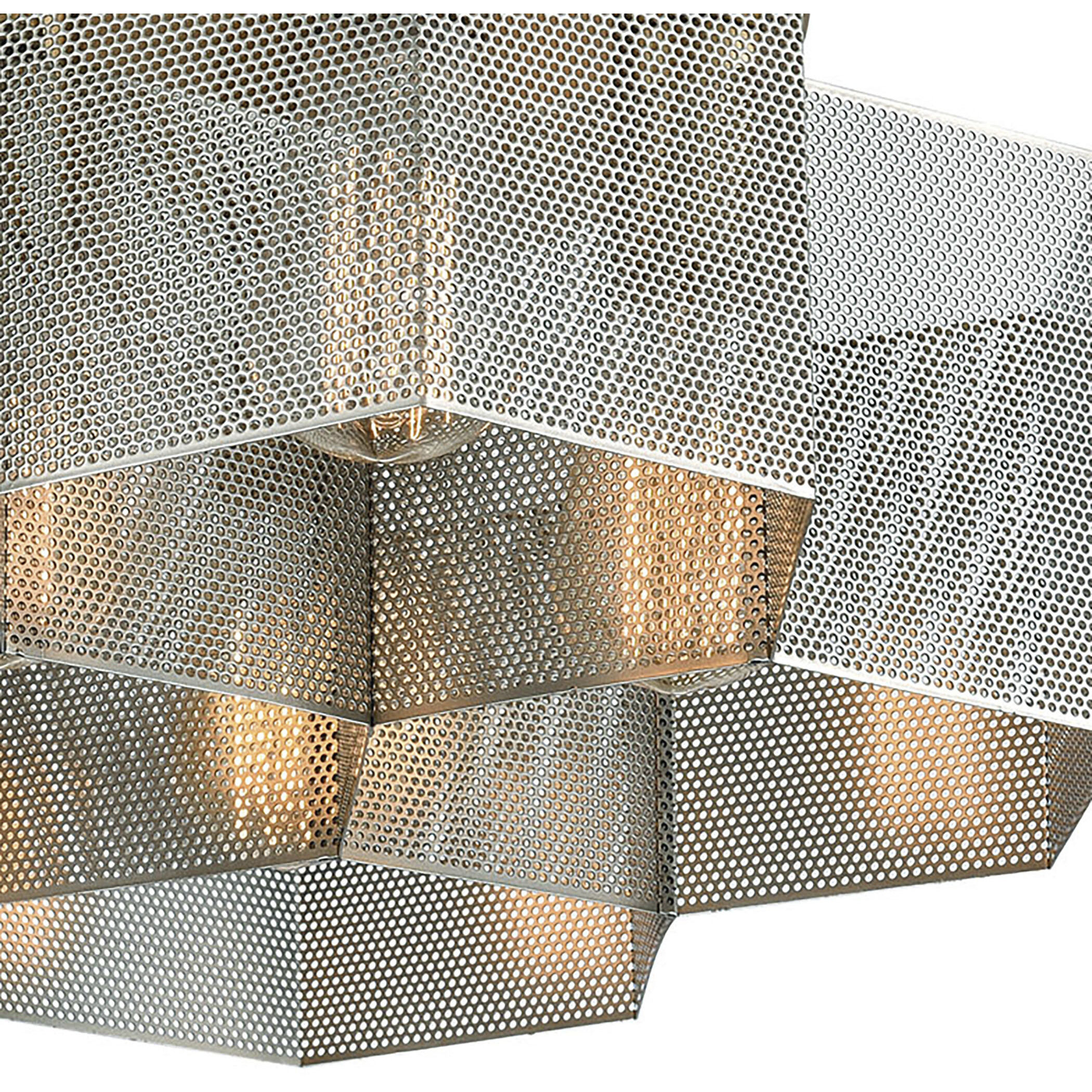 Compartir 7 Light 19 inch Satin Brass with Satin Nickel Semi Flush Mount Ceiling Light