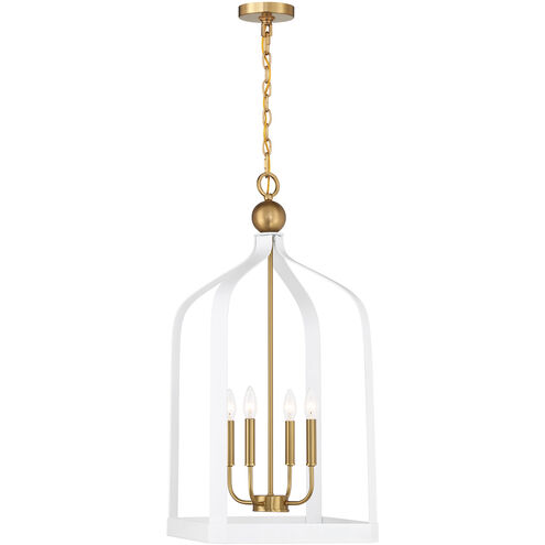 Sheffield 4 Light 15 inch White with Warm Brass Pendant Ceiling Light in White/Warm Brass