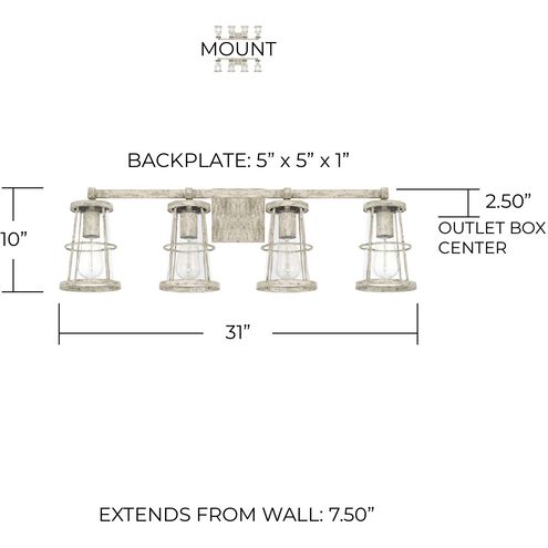 Beaufort 4 Light 31 inch Mystic Sand Vanity Light Wall Light