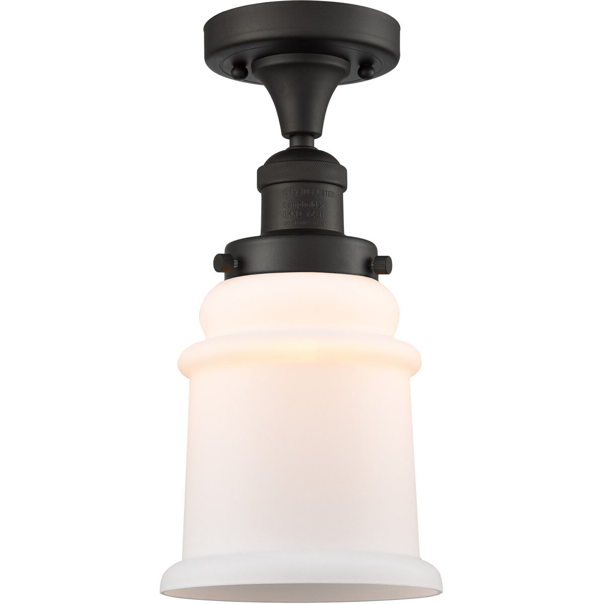 Franklin Restoration Canton LED 6 inch Oil Rubbed Bronze Semi-Flush Mount Ceiling Light in Matte White Glass, Franklin Restoration