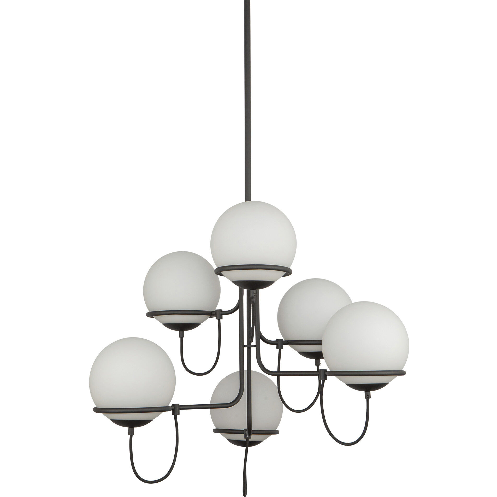 Alora Mood Alba 6 Light 32 inch Matte Black/Opal Glass Chandelier Ceiling Light