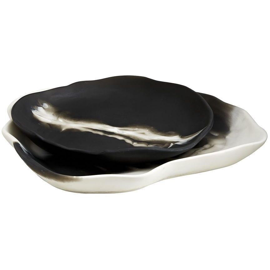 Hollie Black & White Trays, Set of 2