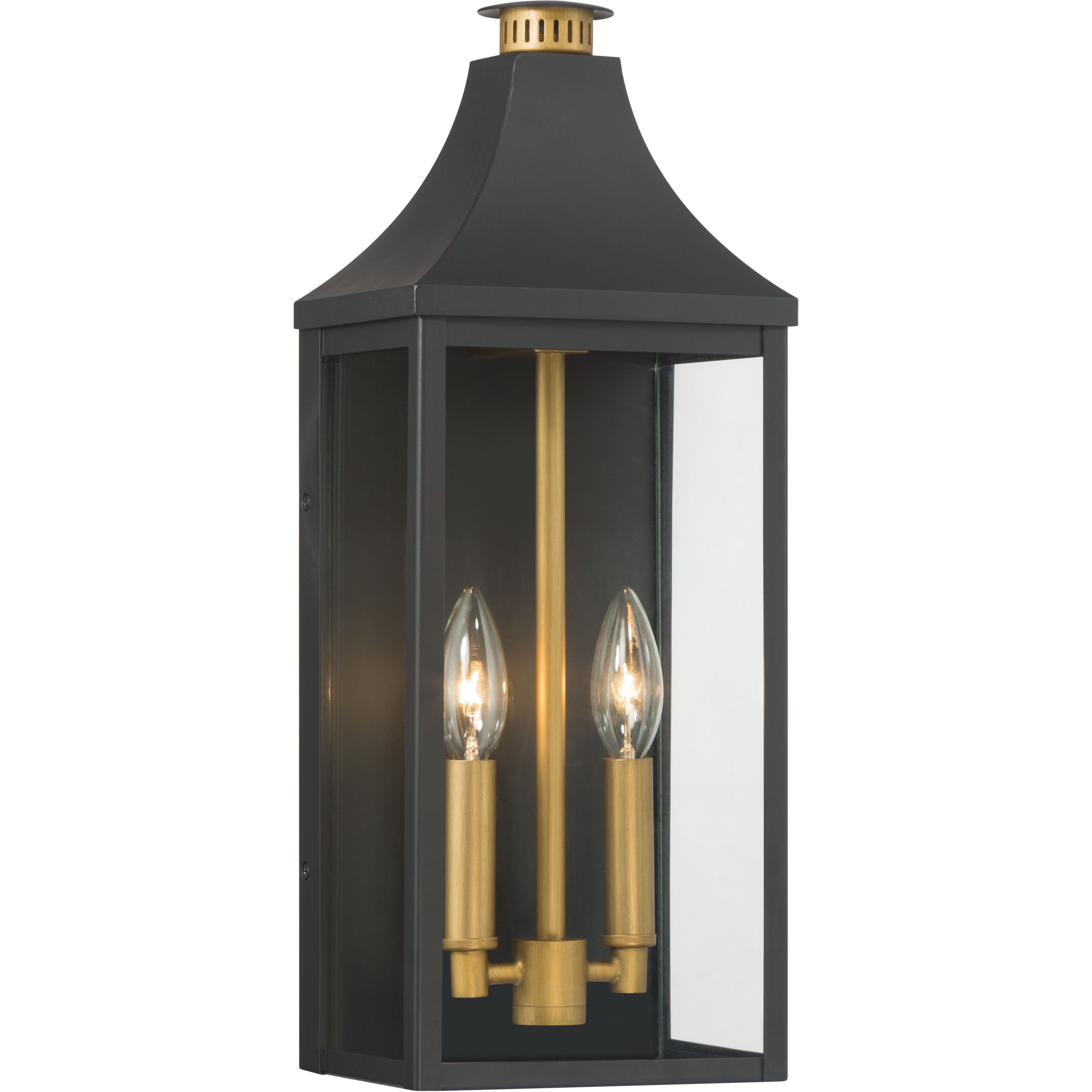 Hurstborne 2 Light 18.25 inch Dark Matte Black and Painted Legacy Brass Outdoor Wall Lantern