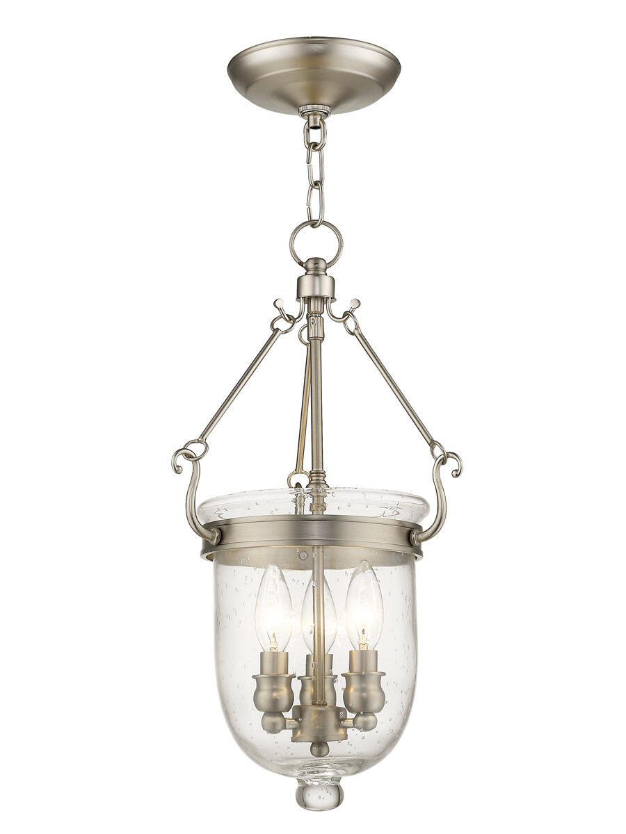 Jefferson 3 Light 10 inch Brushed Nickel Chain Lantern