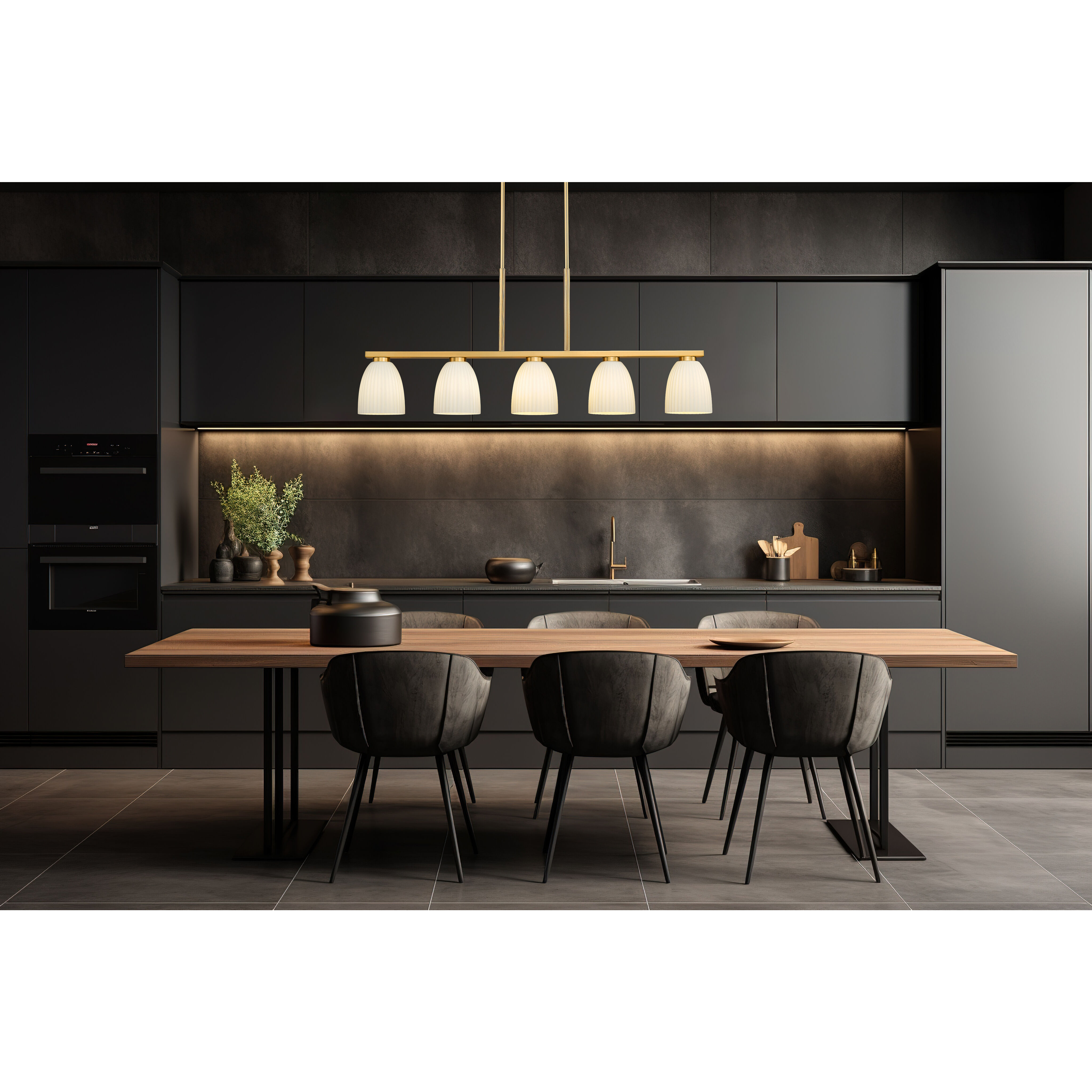 Naya Linear Chandelier Ceiling Light in Modern Gold