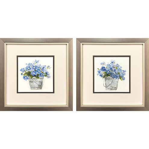 Bluebells Blue and Gray and White and Green Framed Art