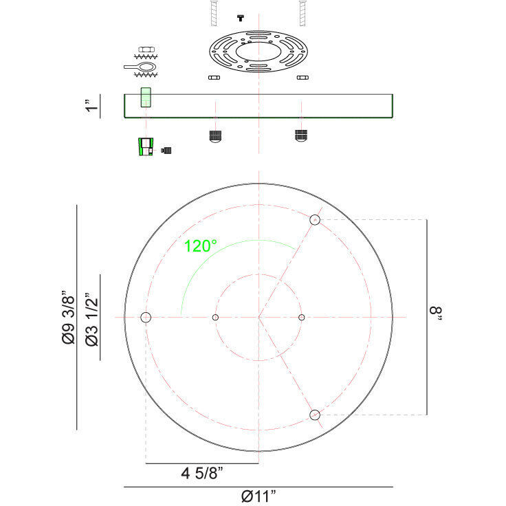 Leo 11 inch Chrome Multi Ceiling Canopy Ceiling Light
