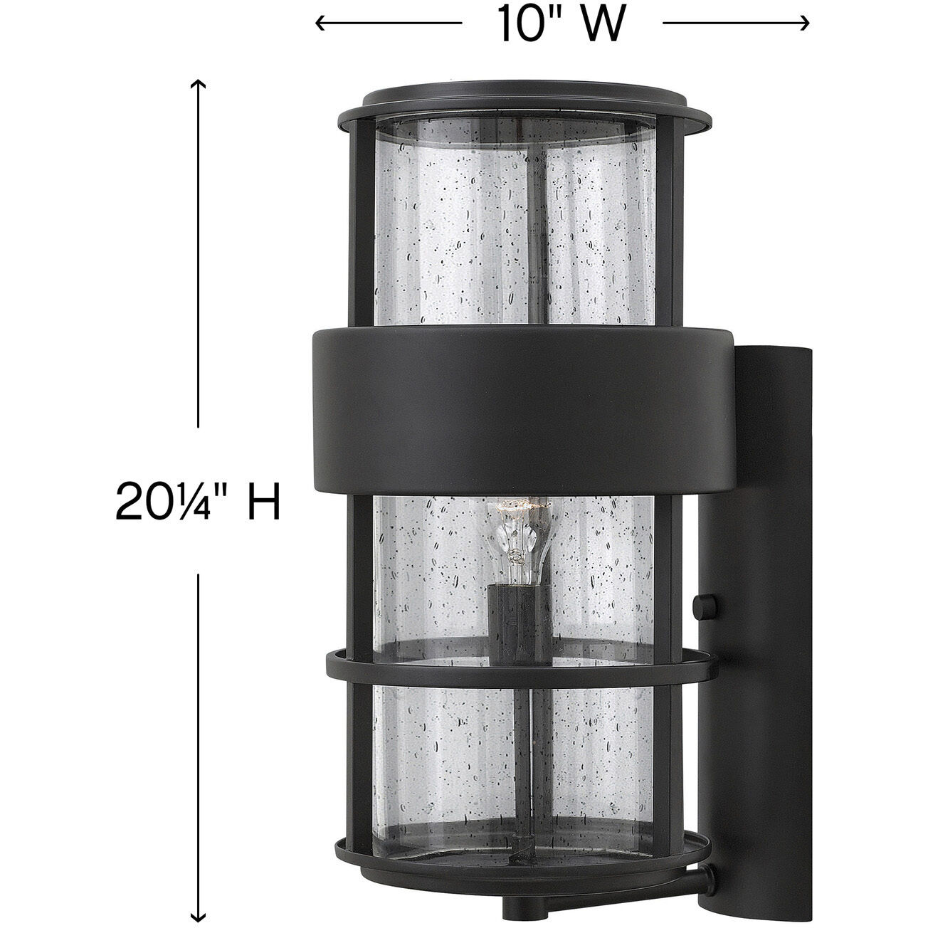 Saturn Outdoor Wall Mount Lantern in Satin Black, Large