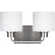 Canfield 2 Light 14.25 inch Brushed Nickel Wall Bath Fixture Wall Light
