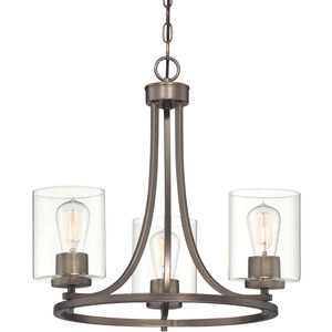 Liam 3 Light 20 inch Satin Copper Bronze Chandelier Ceiling Light