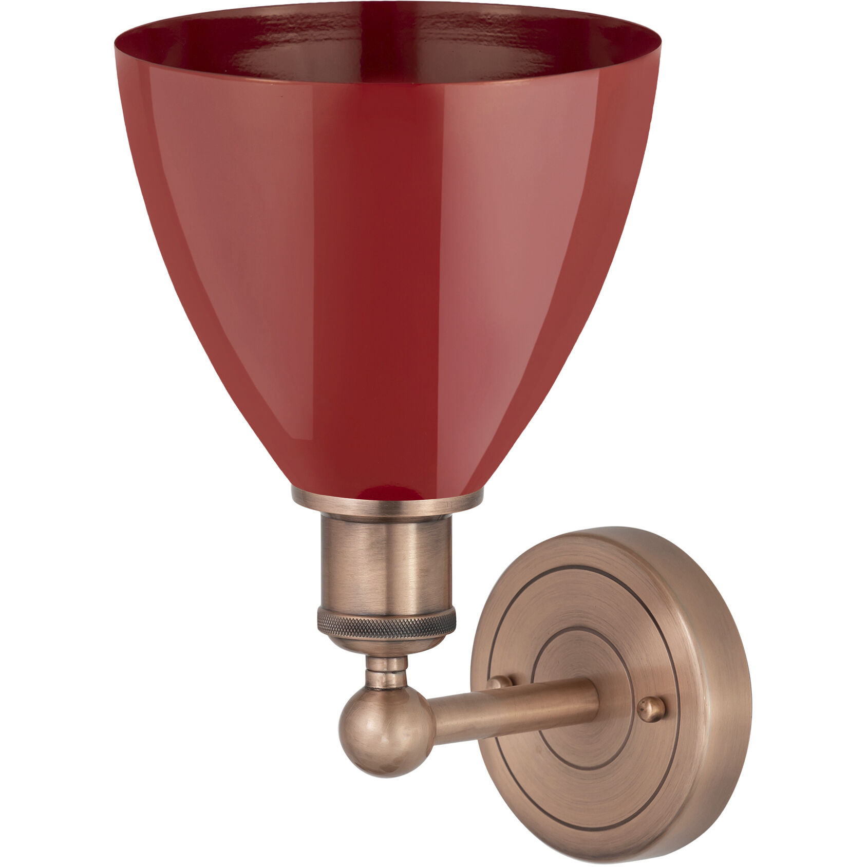 Plymouth Dome Sconce Wall Light in Antique Copper, Red, Cone