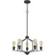 Corning 5 Light 24 inch Textured Bronze with Wood Chandelier Ceiling Light