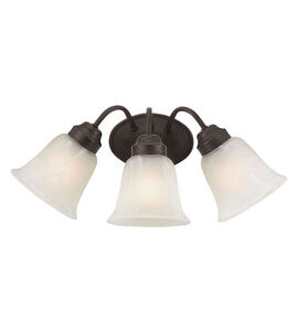 Majestic 3 Light 20 inch Rubbed Oil Bronze Vanity Bar Wall Light in Frosted Glass Bell Shades