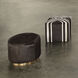 Thackeray 16 inch Espresso Hide & Antique Brass Metal Round Pouf
