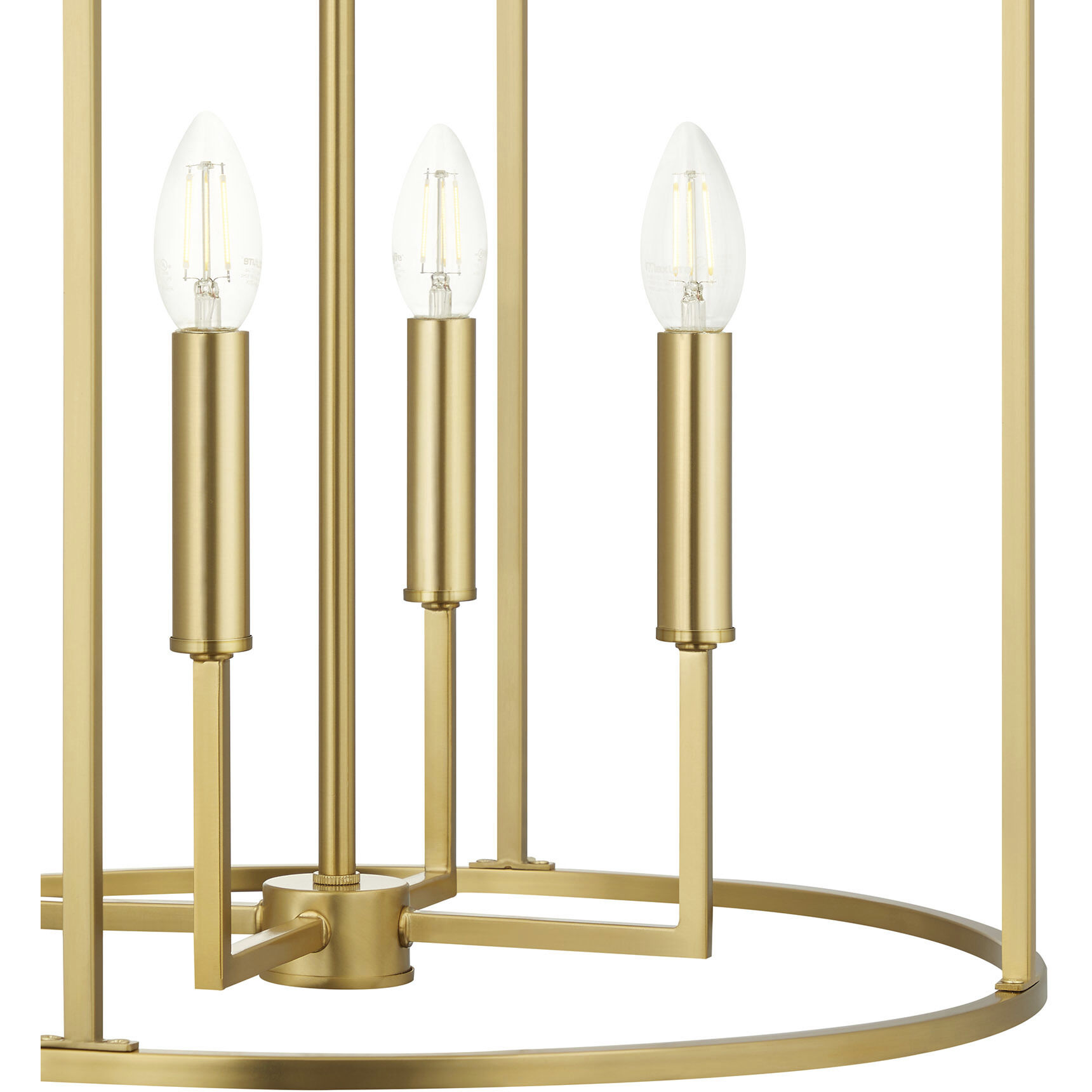 Modern 4 Light 19 inch Natural Brass Pendant Ceiling Light