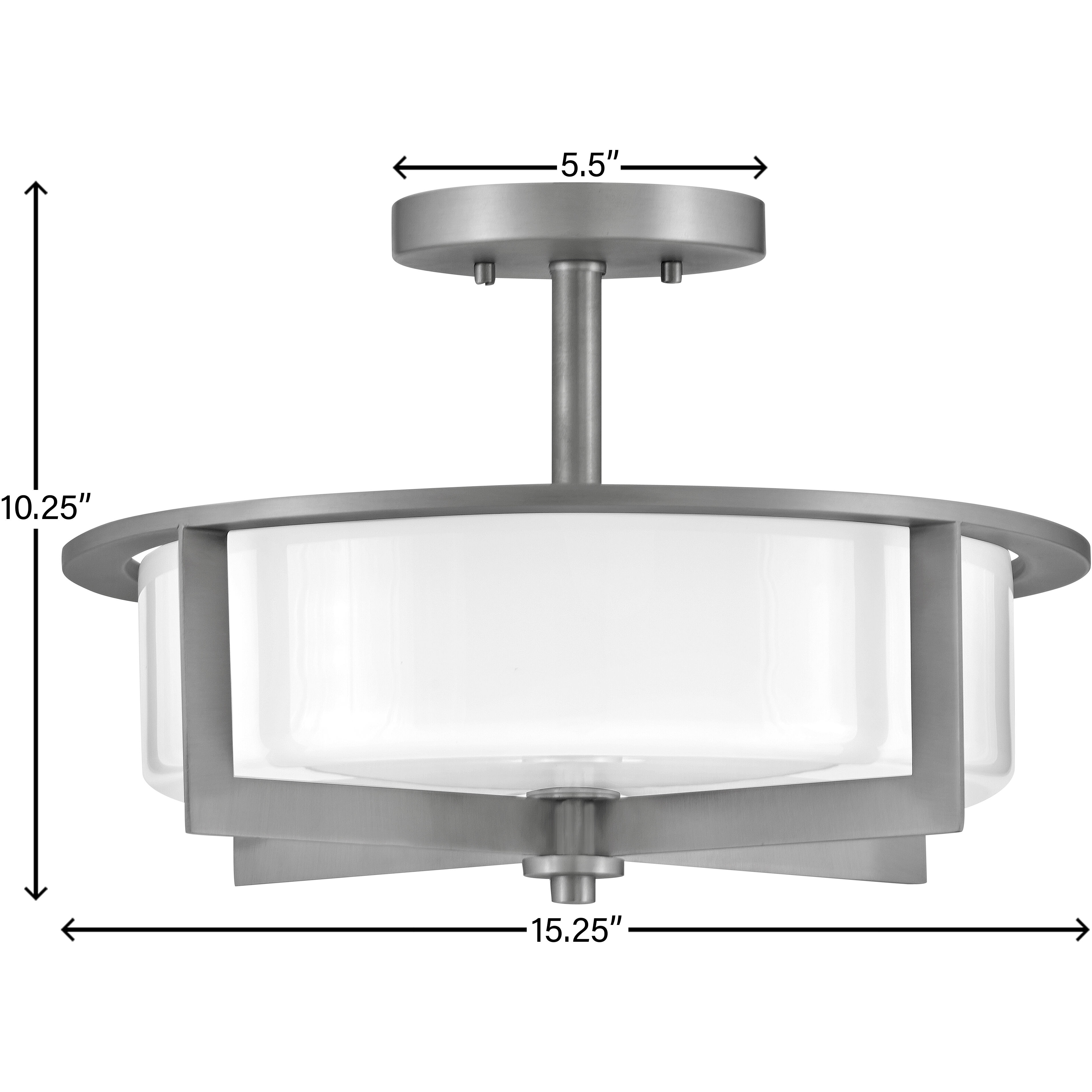 Baxley 15.25 inch Antique Nickel Indoor Semi-Flush Mount Ceiling Light