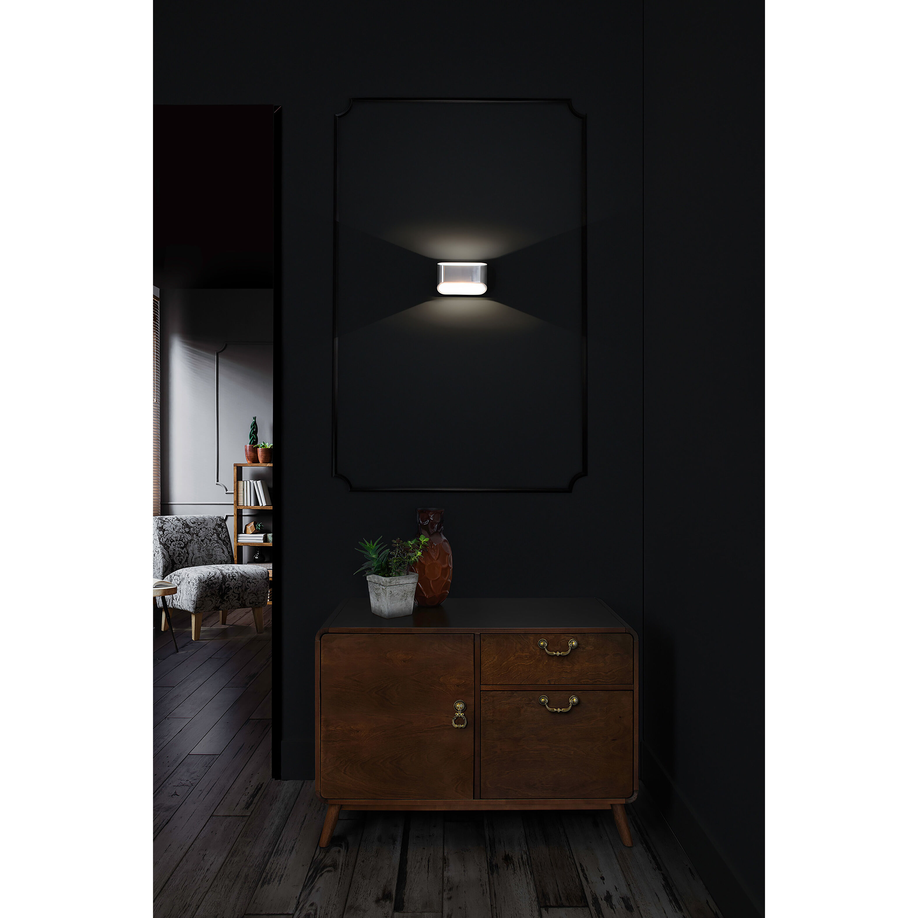 Eclipse 1 Wall Sconce Wall Light in Brushed Aluminum/White