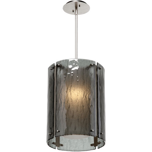 Textured Glass LED 12.4 inch Graphite Pendant Ceiling Light in Rimelight Frosted, 2700K LED, Oversized
