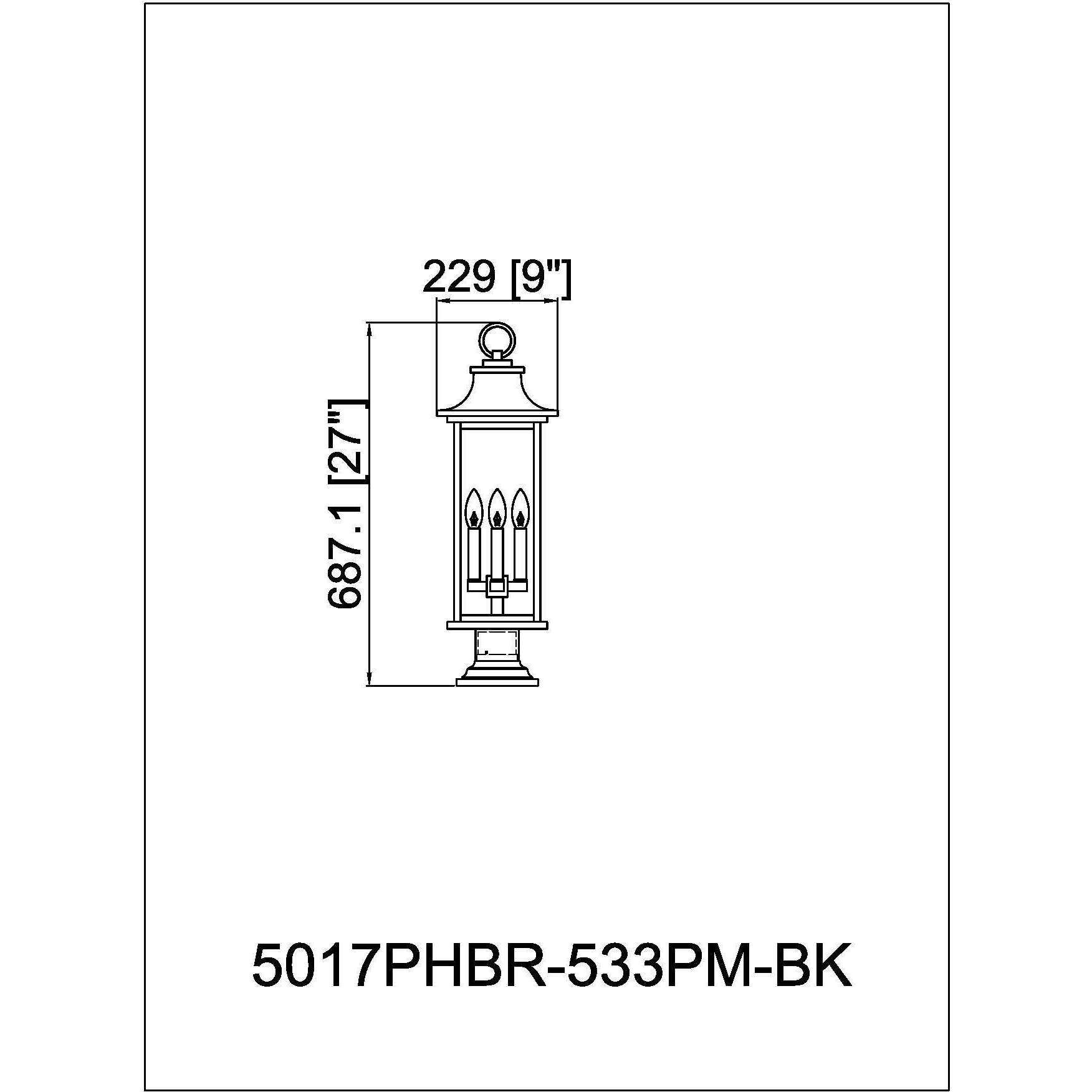 Tiberius 4 Light 27.25 inch Black Outdoor Pier Mounted Fixture in Clear Seedy Glass